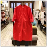 2016春装新款中间束腰复古领连衣裙G5533款宽松休闲裙红色白色裙