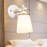 现代简约卧室床头灯壁灯 创意led调光灯原木玻璃田园北欧宜家个性