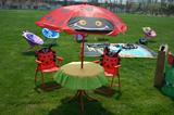 儿童户外折叠桌椅四件套休闲可爱桌椅太阳伞便携沙滩牛津布5.5KG
