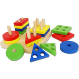 儿童玩具幼儿1-2-3岁几何形状大块益智力板拼插积木 宝宝蒙氏早教
