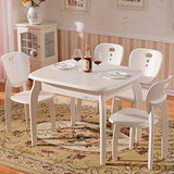 实木餐桌椅组合4-6人可伸缩可折叠餐桌 欧式田园韩式哑光餐桌椅