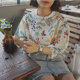 夏季女装韩版宽松显瘦碎花雪纺衬衫短袖T恤百搭中长款学生上衣潮