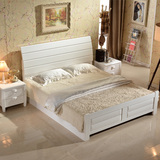 白色橡木实木床1.8米双人床现代简约高箱储物床1.5m简易床单人床