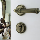 德国KLC欧式仿古门锁 房间室内青古铜色分体锁独特纵向螺纹把手