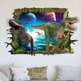 3d侏罗纪恐龙墙贴纸儿童房卧室温馨客厅背景可移除立体墙纸壁贴画