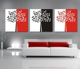 装饰画客厅现代简约沙发背景抽象黑红发财树墙壁挂无框画