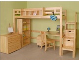 实木家具松木床儿童家具套房公主儿童衣柜书桌床组合儿童床上下床