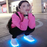 夏季LED七彩发光鞋USB充电夜光鞋闪光灯荧光鞋情侣夜跑鞋男女板鞋