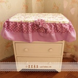 韩版田园风格 紫色公主床头柜罩 布艺桌布 碎花床头柜罩