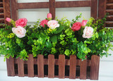 尤加利叶小绿植 一束假花绢花客厅仿真玫瑰花塑料花假花批发特价