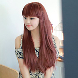 韩国假发女 齐刘海甜美可爱女生长直发 辫子 女士逼真发型假发套