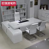 白色烤漆主管桌老板桌椅办公家具办公桌简约时尚现代大班台现货