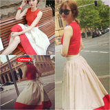 2016春装新款韩版半身长裙+短款针织上衣两件套时尚套装女装D697