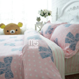 夏全棉床品四件套纯棉简约床单被套1.5m1.8m公主波点粉色床上用品