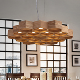 新中式实木吊灯 艺术创意个性宜家简约餐厅灯具卧室大厅木头吊灯