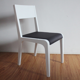 麦安达家具餐桌椅实木椅现代简约钢琴烤漆黑白色实木餐桌椅子特价