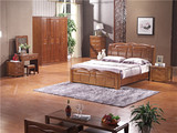 中式全实木床1.8米双人气动高箱橡木家具床原木1.2米儿童储物大床