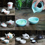 茶具快客杯一壶二两杯手绘陶瓷创意旅行便携功夫茶具茶壶茶杯特价