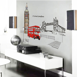 欧美风墙贴伦敦巴士pvc自粘组合贴纸客厅卧室电视背景墙装饰贴画