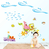 新品海绵宝宝动漫卡通墙贴 贴画儿童卧室幼儿园创意装饰pvc墙贴纸
