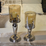 新古典欧式欧美样板间客厅家居饰品装饰品水晶玻璃电镀烛台摆件