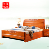 实木床1.8米双人卧室家具1.5m成人1.2单人现代中式橡木高箱储物床