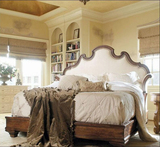 美式复古实木床 乡村做旧双人床 卧室1.8米结婚床 北欧简约布艺床