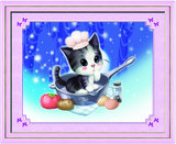 KS色系5D魔方钻石画厨师小猫咪新款小幅动物钻石绣餐厅款满钻包邮