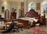 天使森林 美式欧式家具1.5米真皮实木1.8米双人床大床外贸特价