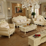 沙发 欧式沙发 真皮沙发组合 简欧沙发实木雕花皮艺沙发大厅沙发