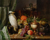 鹦鹉水果 布面油画 手工手绘油画 典雅装饰 精美绝伦