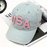 做旧棒球帽 spany韩国代购夏季字母美国弯檐帽子女户外遮阳鸭舌帽