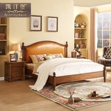 美式实木床1.8米纯实木成人双人床1.5m简约婚床欧式全实木真皮床
