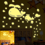 荧光贴夜光贴会发光的墙贴纸天花板儿童房间卧室装饰贴画动物鲸鱼
