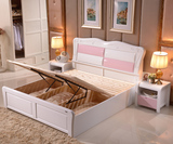 欧式田园 实木床 1.8米双人床 1.5米单人床宜家储物高箱床木质床