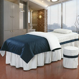 纯色全棉美容床罩四件套美体按摩床罩SPA专用床品可定做洗头床罩
