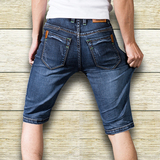 jeans高弹力牛仔短裤男五分裤夏季薄款直筒修身牛仔中裤商务弹性