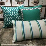 美式16新款简约靠垫套蓝绿现代客厅抱枕靠垫不含芯宜家沙发靠枕套