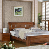 特价简约全实木床1.8米双人床老榆木家具储物床卧室1.5米床厚重款