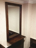 创意复古实木化妆镜子美式单面镜子壁挂镜发廊理发店双面美发镜台