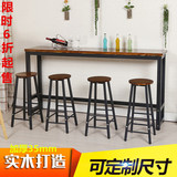 欧式实木铁艺家用酒吧吧台桌咖啡桌客厅靠墙小吧台凳组合长条高桌