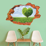 创意自粘防水墙贴3D假窗户风景画爱心绿树客厅卧室背景墙面装饰品