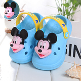 新款迪士尼儿童凉拖鞋可爱米奇卡通洞洞鞋亮灯幼儿宝宝包头鞋子