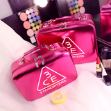 3ce化妆包小号便携韩国 化妆箱手提定型 亮面化妆品收纳包小方包