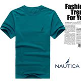 专柜正品 诺帝卡/nautica 男士纯棉圆领短袖T恤 纯色T恤衫 有大码