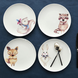 聚可爱 创意陶瓷骨瓷西餐盘子欧式外贸餐具可爱卡通动物牛排餐盘