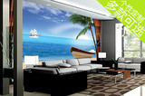 海边沙滩风景大型壁画 海滩壁纸 电视沙发背景墙餐厅卧室大海墙纸