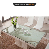 天然白洞石欧式风格长方形单层玻璃餐厅台桌家具可定制包邮CT-182