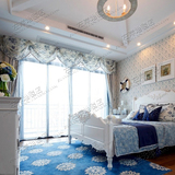 时尚蓝色地中海宜家地毯沙发茶几客厅地毯卧室床边书房手地毯定制