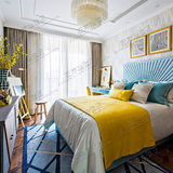 时尚蓝色地中海宜家样板间地毯茶几客厅卧室书房手工腈纶地毯定制